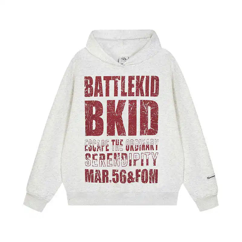 Screen Print Casual Long Sleeved Loose Custom Screen Print Hoodie