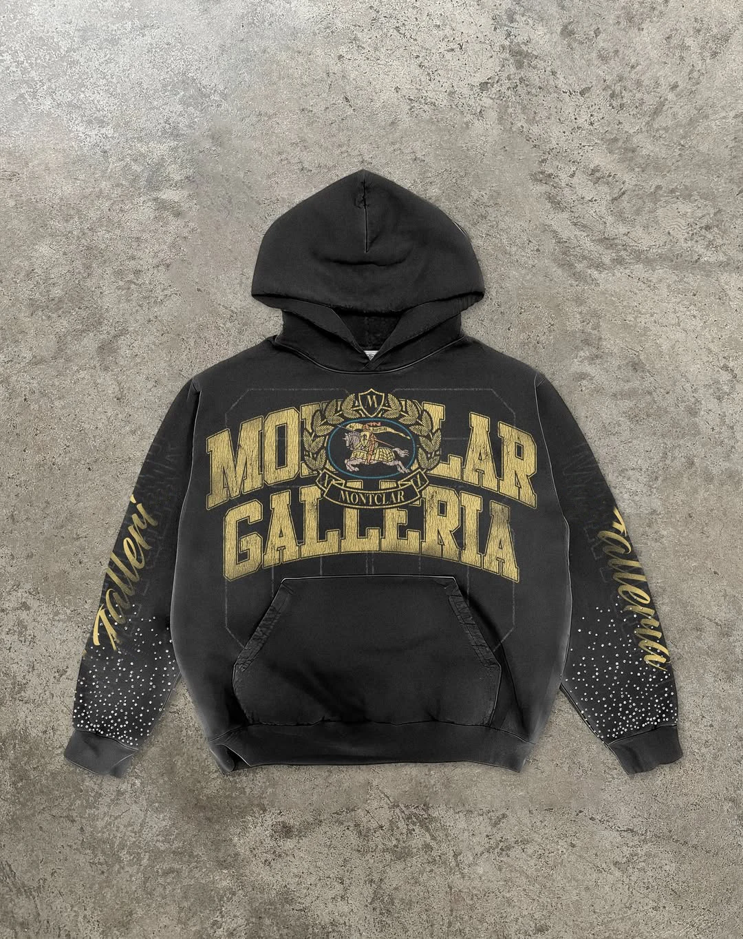 Rhinestone Distressed DTG Print Streetwear Washing Hoodies - Image 3