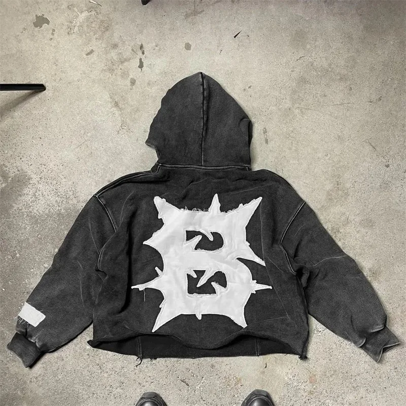 Embroidery washed hoodie mens custom,Premium acid wash streetwear