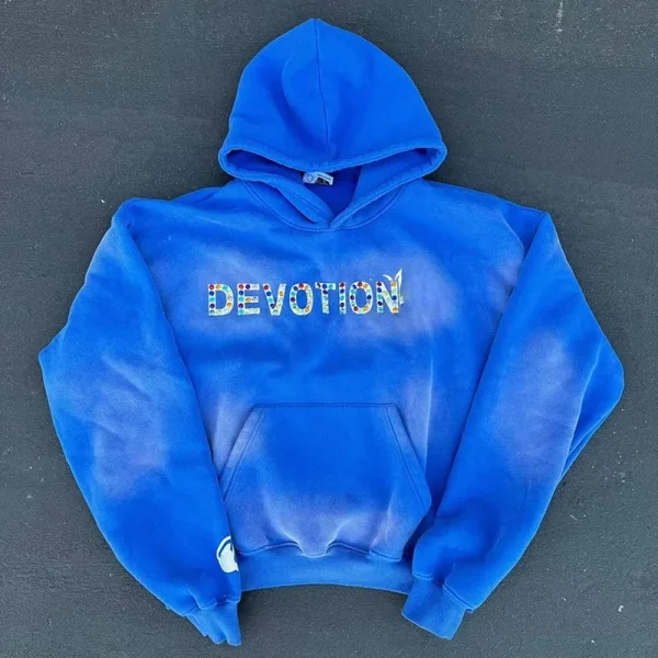 Streetwear Rhinestone Custom Stone Washed Hoodie